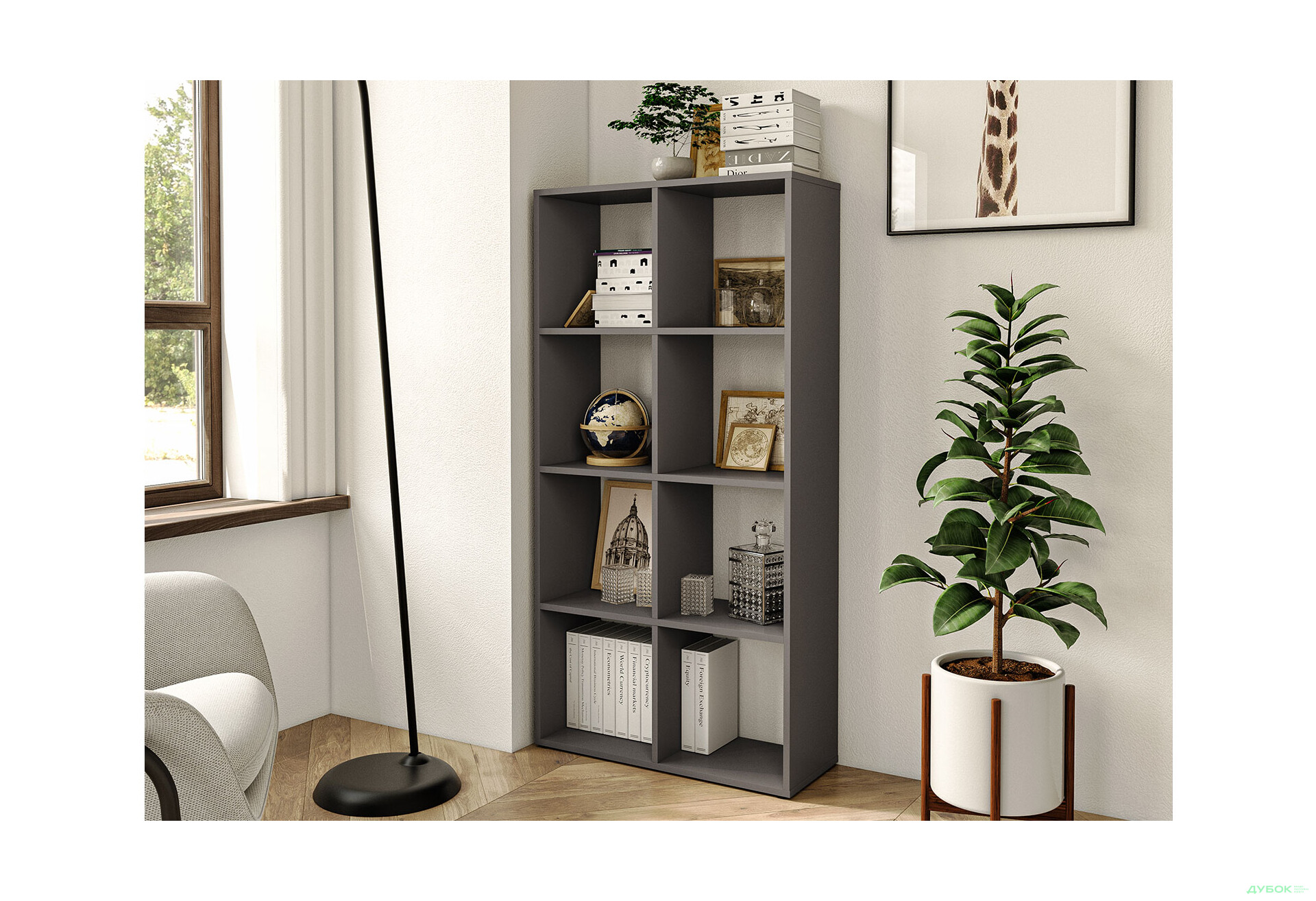 Стелаж на 8 комірок Moreli GT10 72 см, антрацит - Зображення 2 Зображення 2 - Стелаж на 8 комірок Moreli GT10 72 см, антрацит