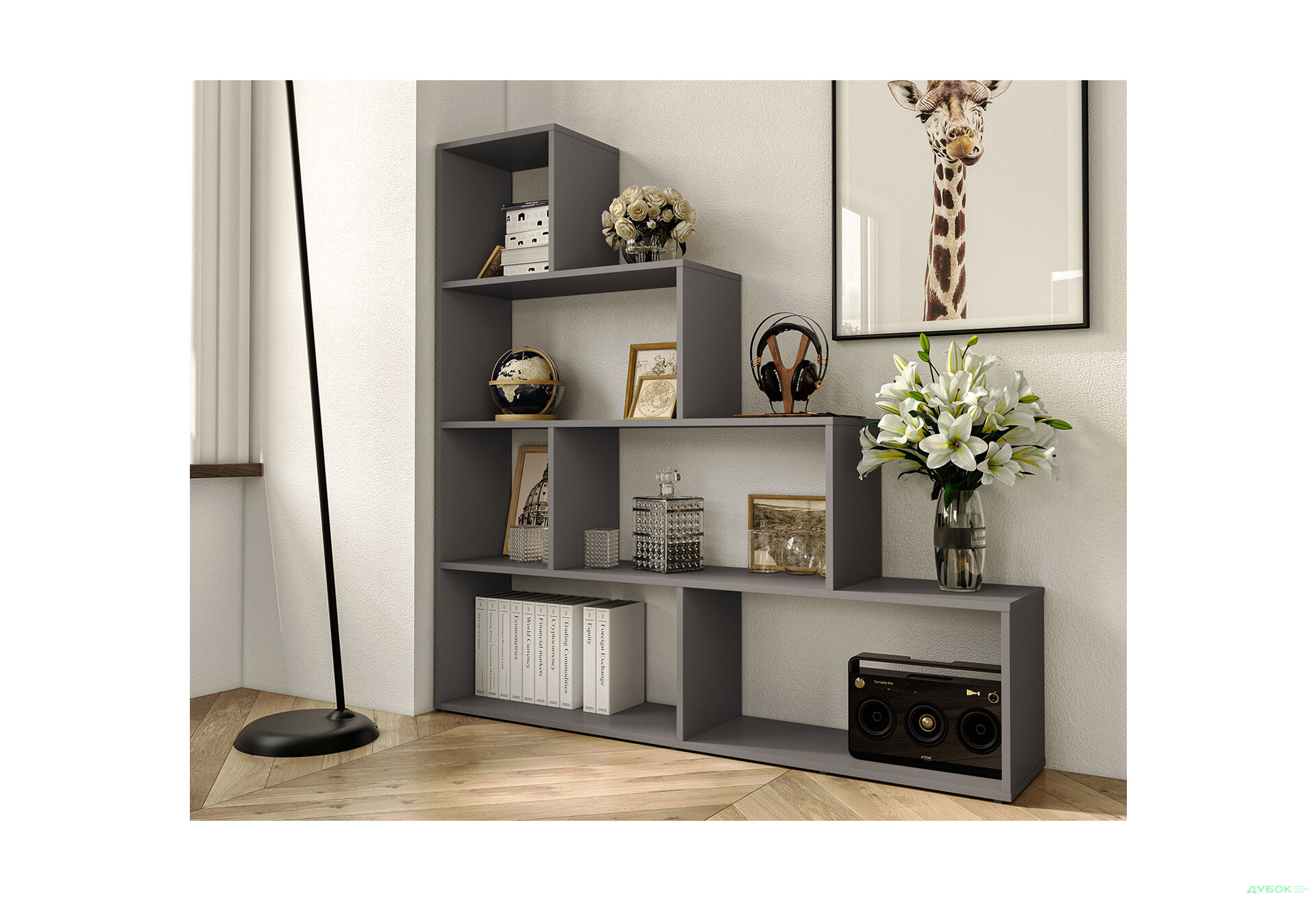 Изображение 2 - Стеллаж лесенка на 6 ячеек Moreli GT57 (прямоугольный) 142 см, антрацит