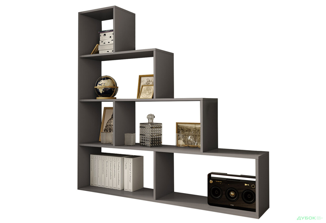 Стеллаж лесенка на 6 ячеек Moreli GT57 (прямоугольный) 142 см, антрацит