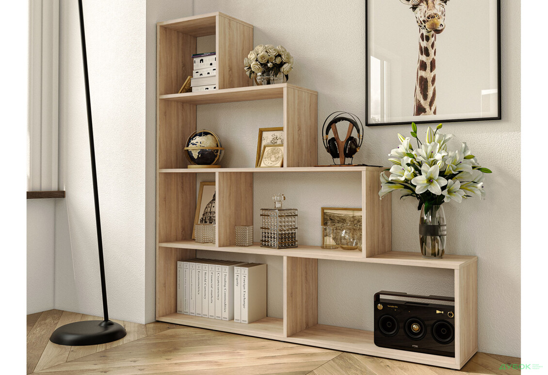 Изображение 2 - Стеллаж лесенка на 6 ячеек Moreli GT57 (прямоугольный) 142 см, дуб сонома