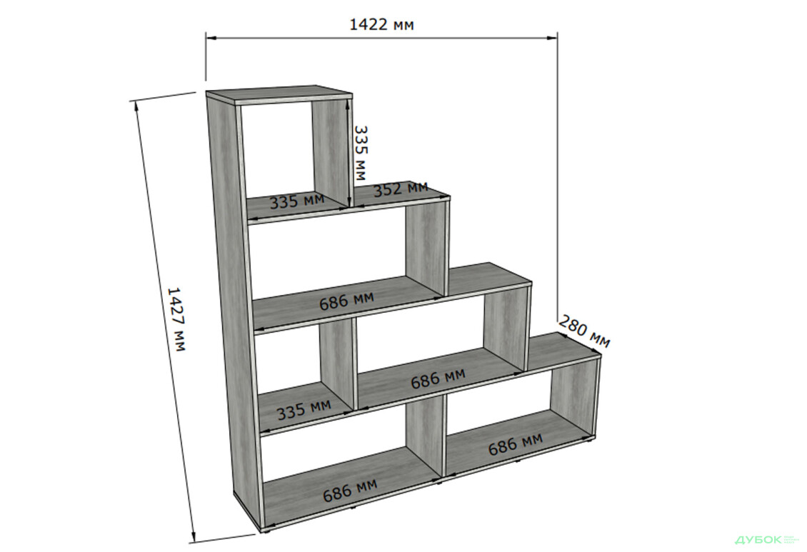 Изображение 3 - Стеллаж лесенка на 6 ячеек Moreli GT57 (прямоугольный) 142 см, дуб сонома