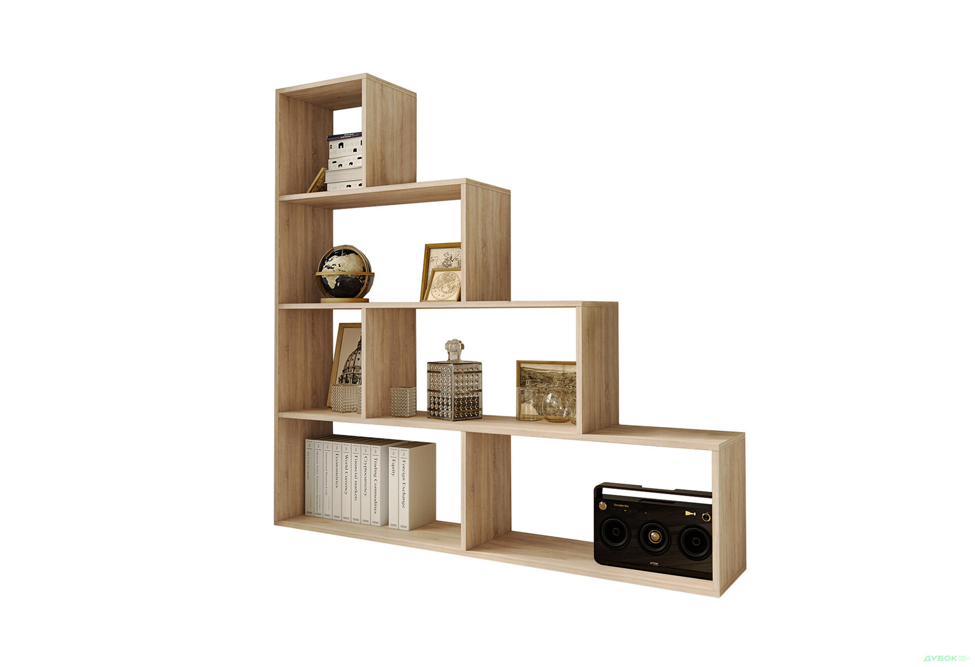 Изображение 1 - Стеллаж лесенка на 6 ячеек Moreli GT57 (прямоугольный) 142 см, дуб сонома