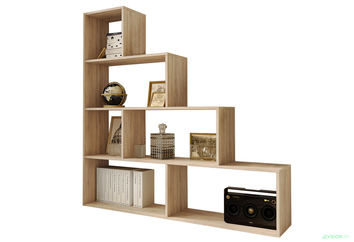 Стеллаж лесенка на 6 ячеек Moreli GT57 (прямоугольный) 142 см, дуб сонома