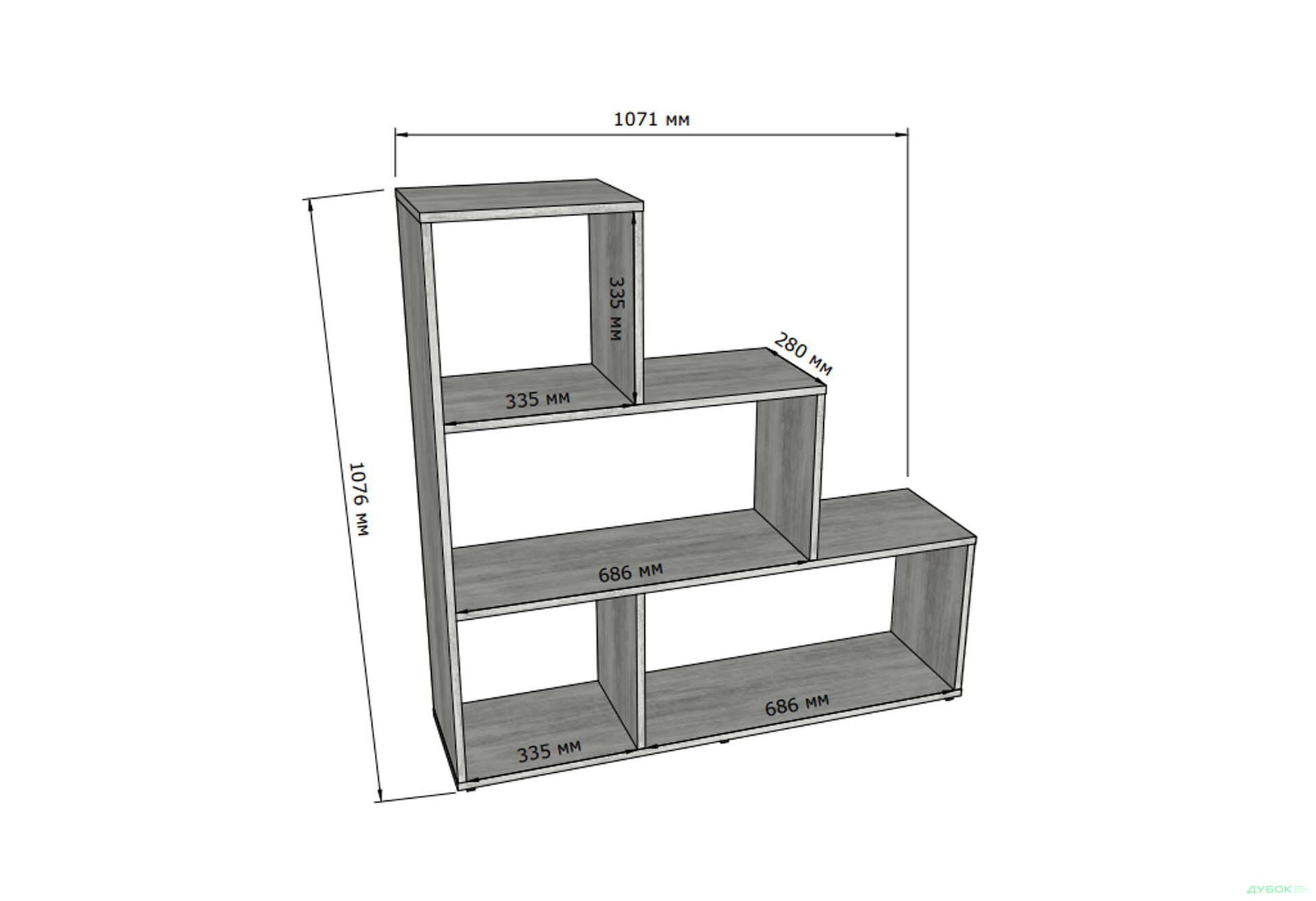 Стелаж драбинка на 4 комірки Moreli GT75 (прямокутний) 107 см, венге магія - Зображення 3 Зображення 3 - Стелаж драбинка на 4 комірки Moreli GT75 (прямокутний) 107 см, венге магія