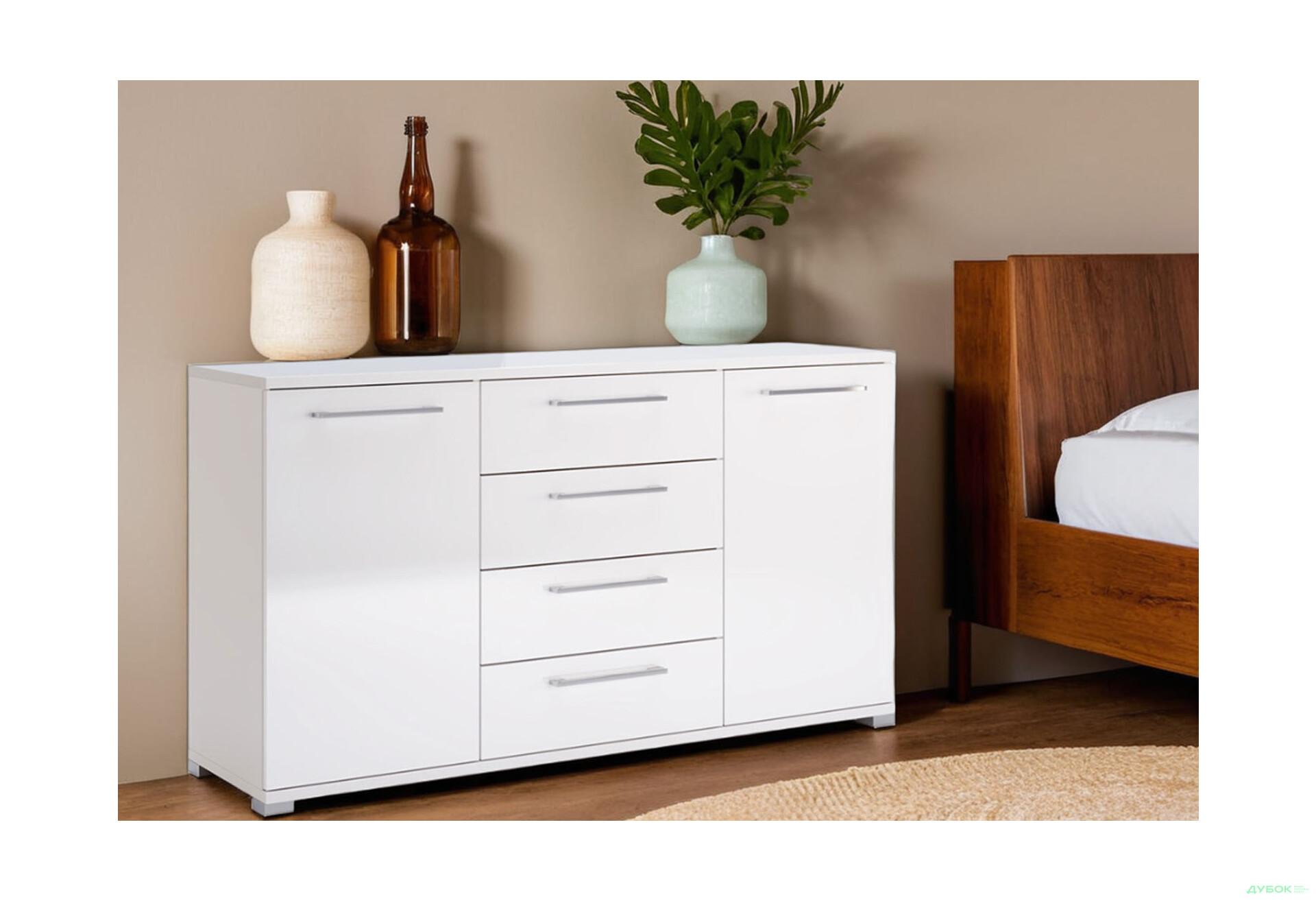 Комод MiroMark Фемілі 2-дверний з 4 шухлядами 150 см Білий - Зображення 2 Зображення 2 - Комод MiroMark Фемілі 2-дверний з 4 шухлядами 150 см Білий