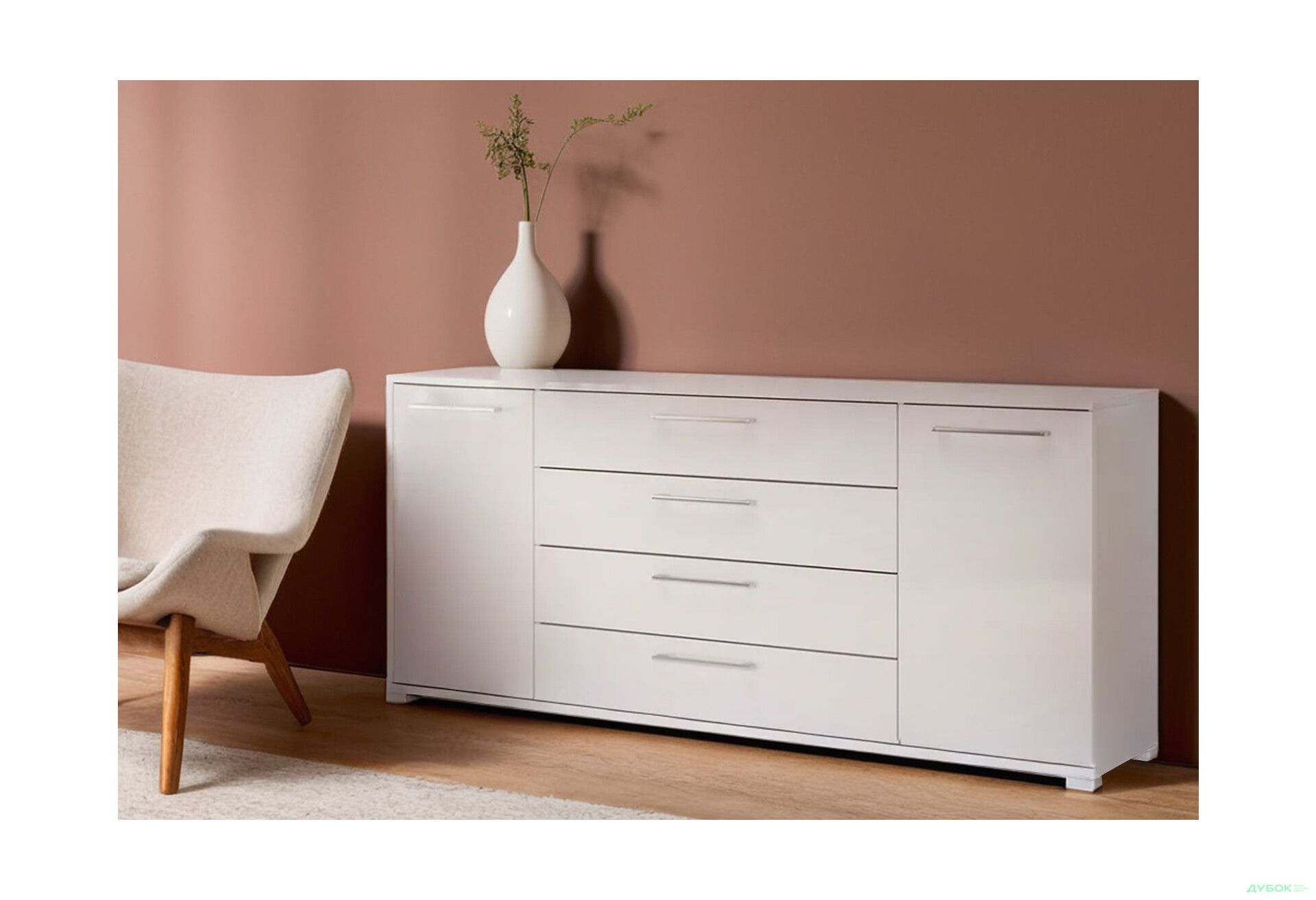 Комод MiroMark Фемілі 2-дверний з 4 шухлядами 190 см Білий - Зображення 2 Зображення 2 - Комод MiroMark Фемілі 2-дверний з 4 шухлядами 190 см Білий