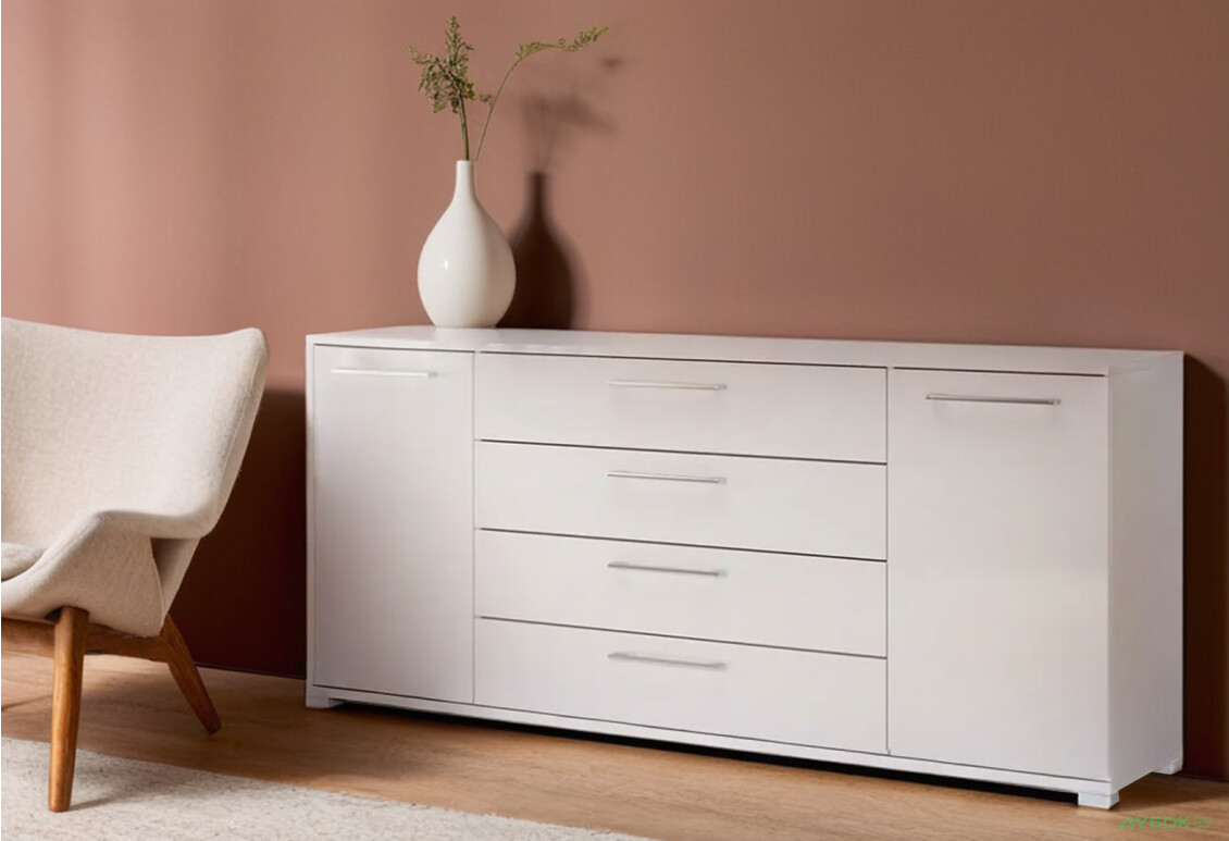 Комод MiroMark Фемілі 2-дверний з 4 шухлядами 190 см Білий - Зображення 2 Зображення 2 - Комод MiroMark Фемілі 2-дверний з 4 шухлядами 190 см Білий