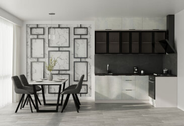 Кухня Диплос / Diplos Blum 2.2x1.2 аляска белая / бетон белый