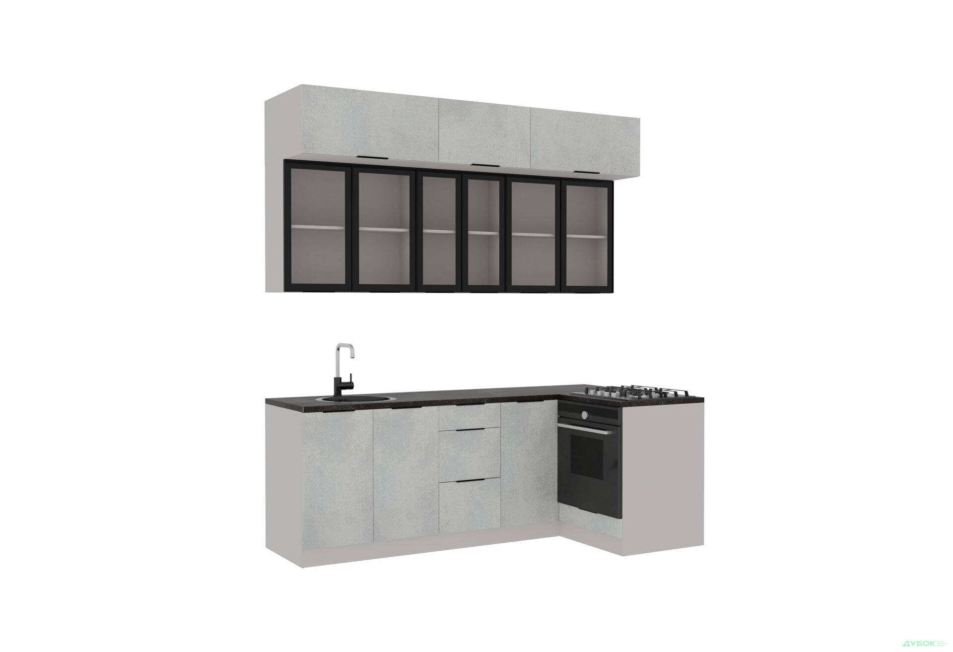 Зображення 2 - Кухня Діплос / Diplos Blum 2.2x1.2 аляска біла / бетон білий