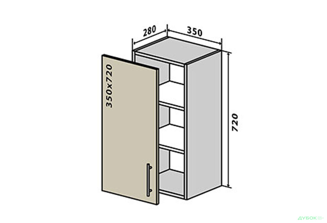 В19 Тумба 1Д 35 Бета (фасад 18 мм) Вип-Мастер