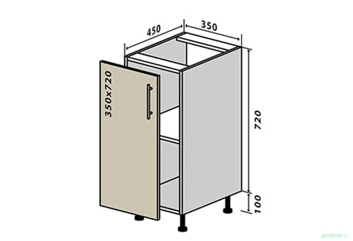 Н25 Тумба 1Д 35 Бета (фасад 18 мм) Вип-Мастер