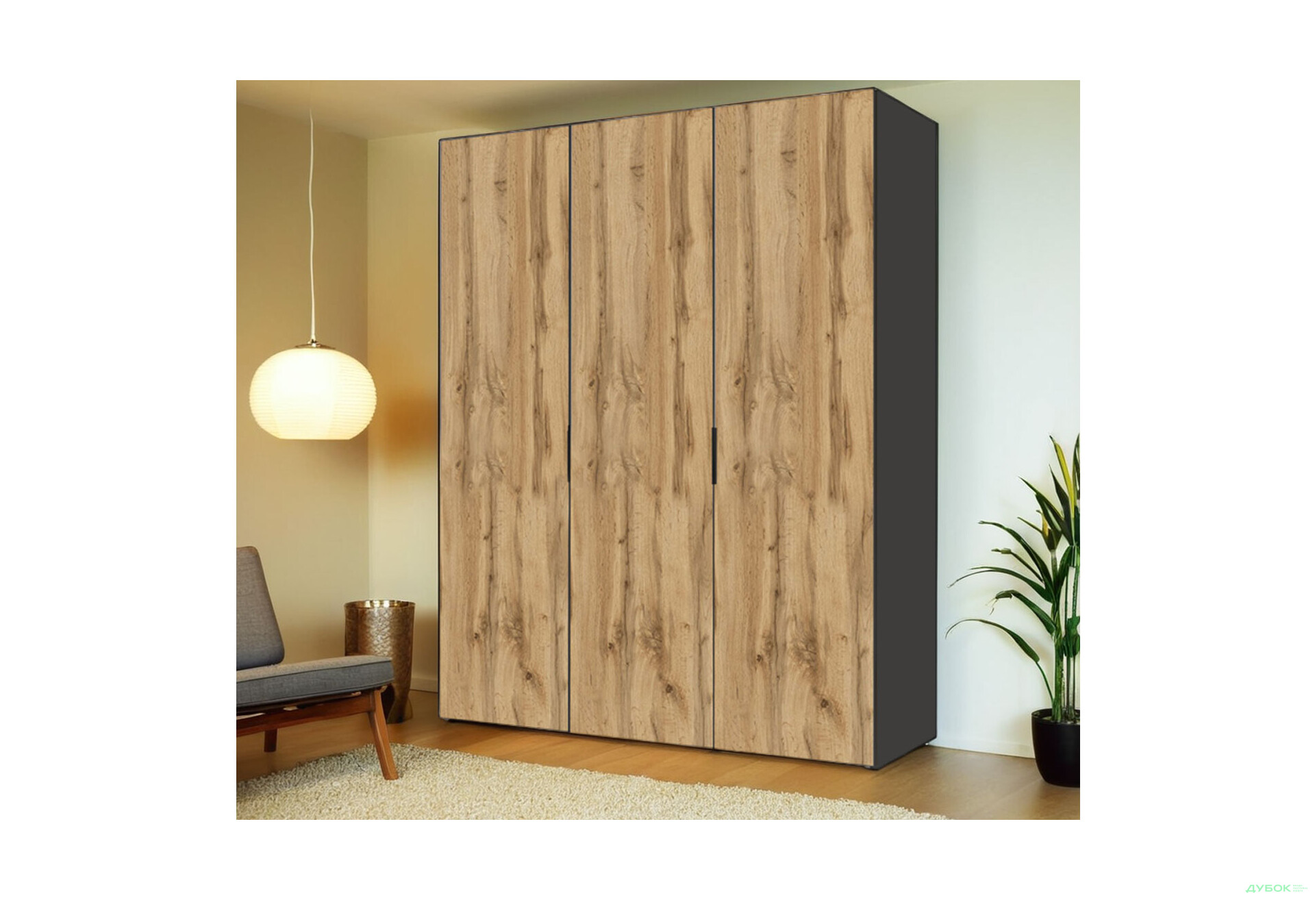 Зображення 2 - Шафа VIP-master Модус з 3 дверима 150 см, антрацит / дуб аппалачі