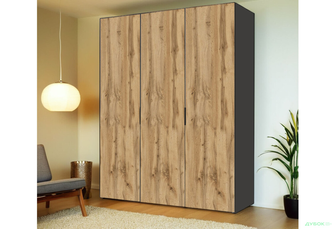 Зображення 2 - Шафа VIP-master Модус з 3 дверима 150 см, антрацит / дуб аппалачі