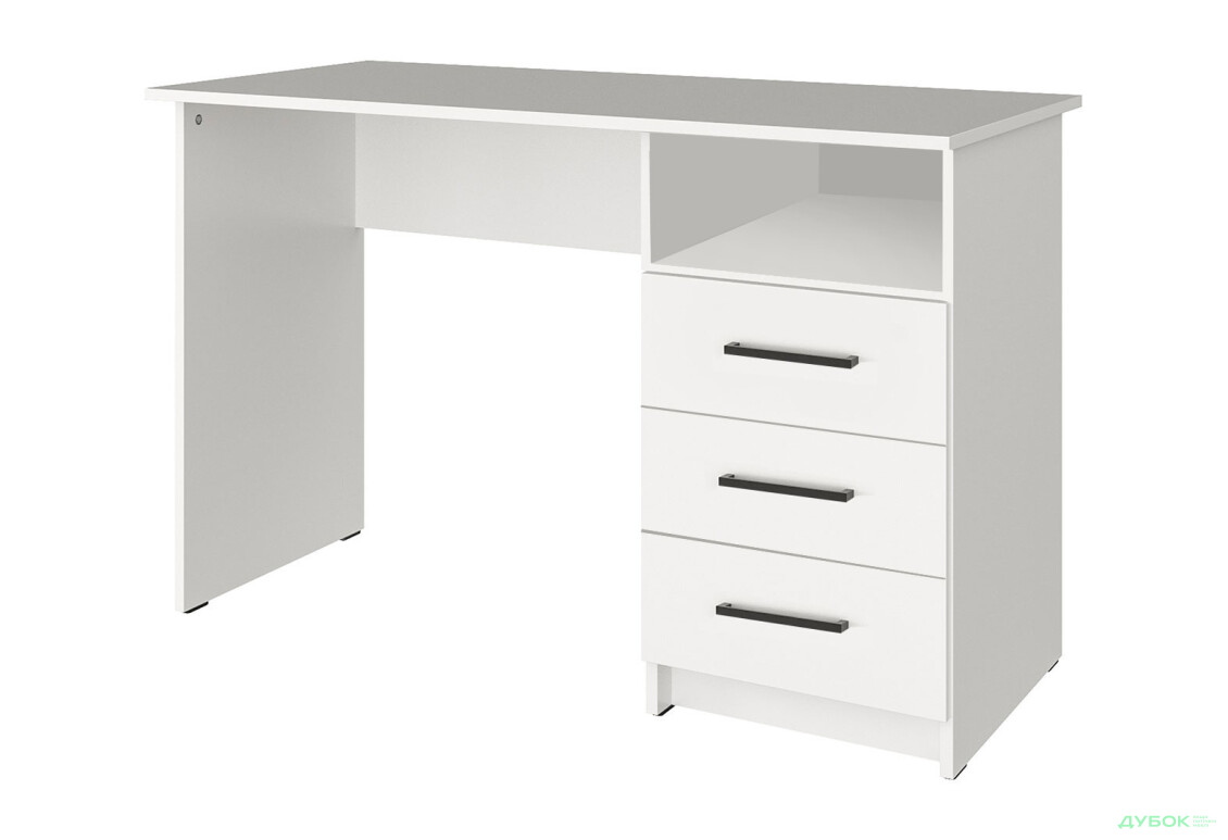 Стіл письмовий Kredens furniture СК-3 115x55 см з шухлядами, білий сніг