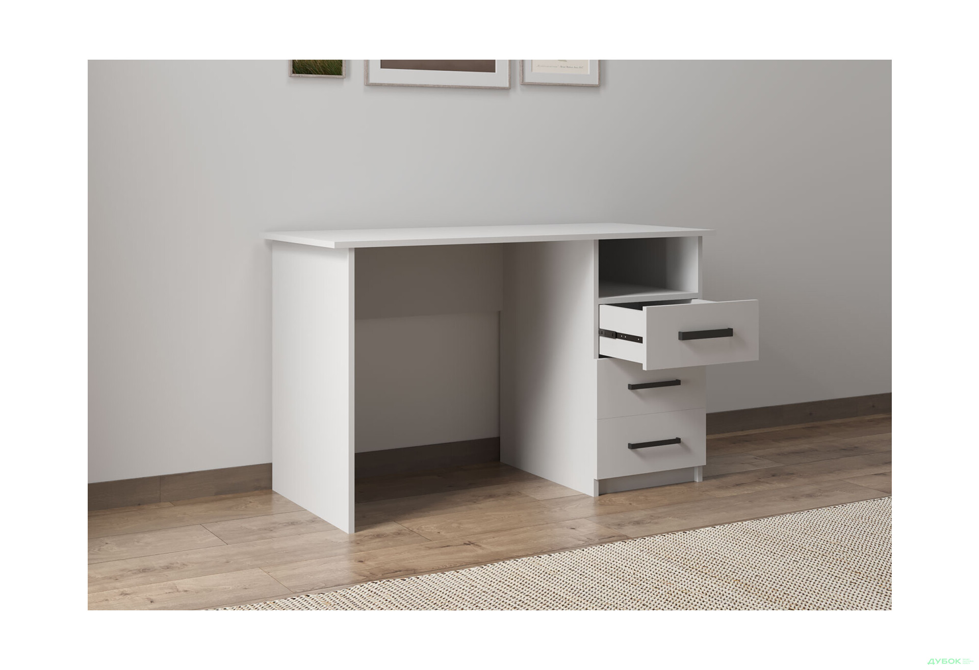 Зображення 2 - Стіл письмовий Kredens furniture СК-3 115x55 см з шухлядами, білий сніг