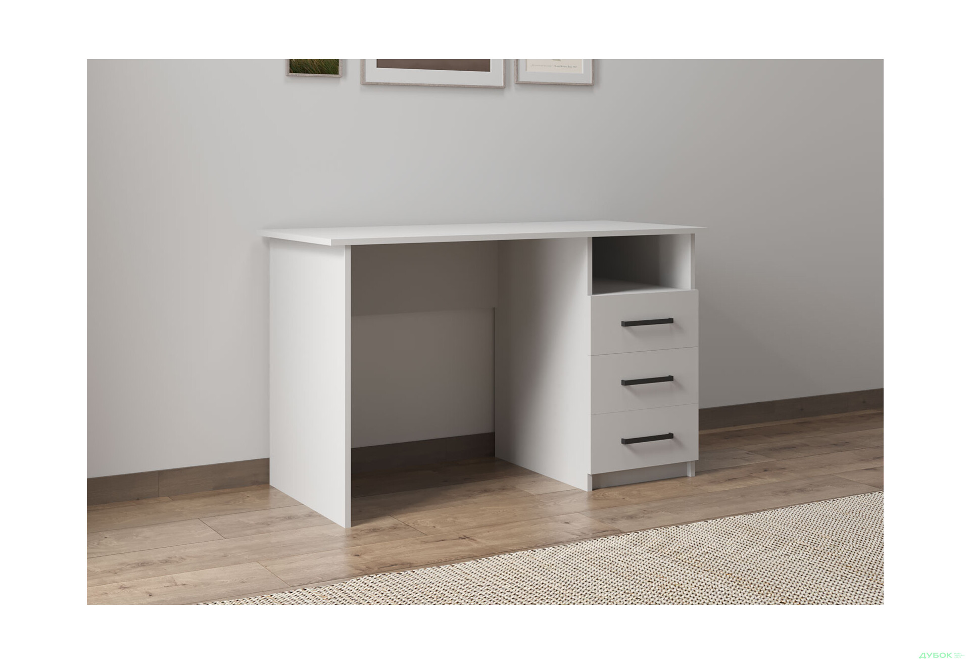 Зображення 3 - Стіл письмовий Kredens furniture СК-3 115x55 см з шухлядами, білий сніг