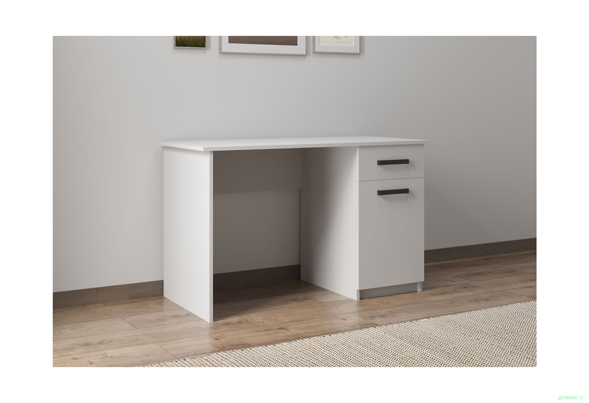 Зображення 2 - Стіл письмовий Kredens furniture СК-2 115x55 см з тумбою і шухлядою, білий сніг