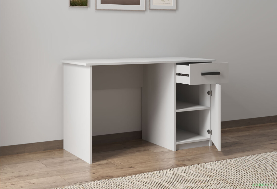 Зображення 4 - Стіл письмовий Kredens furniture СК-2 115x55 см з тумбою і шухлядою, білий сніг