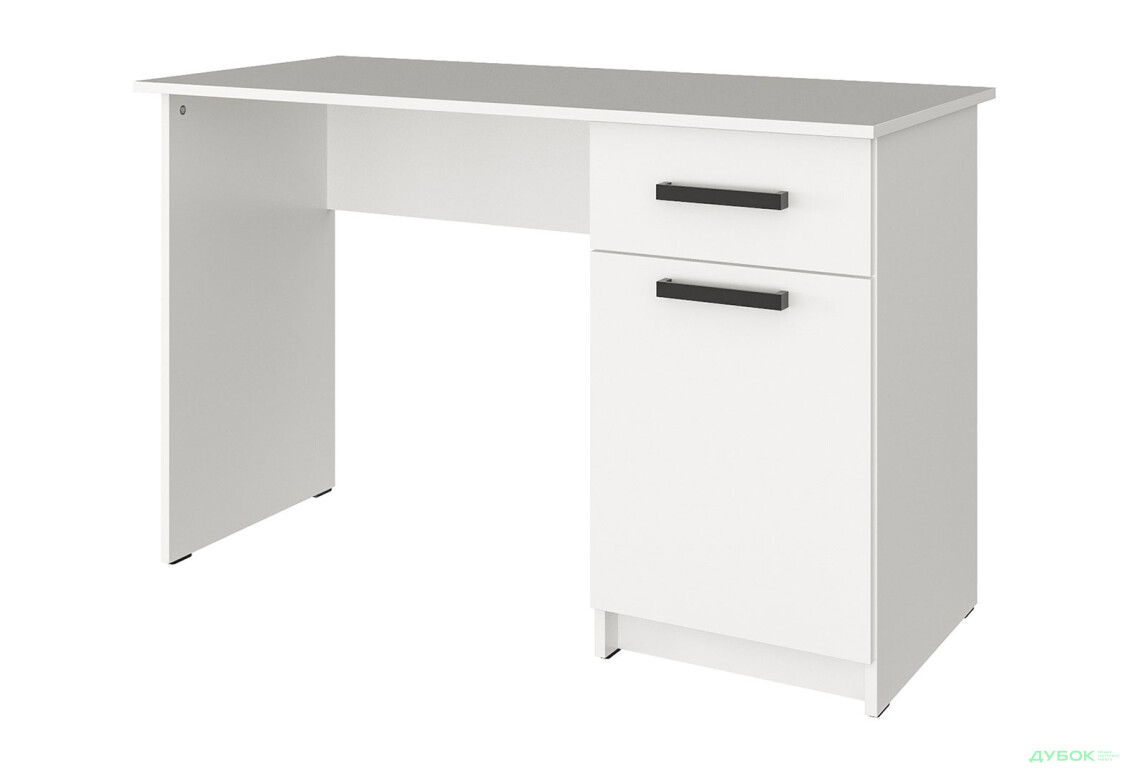 Стіл письмовий Kredens furniture СК-2 115x55 см з тумбою і шухлядою, білий сніг