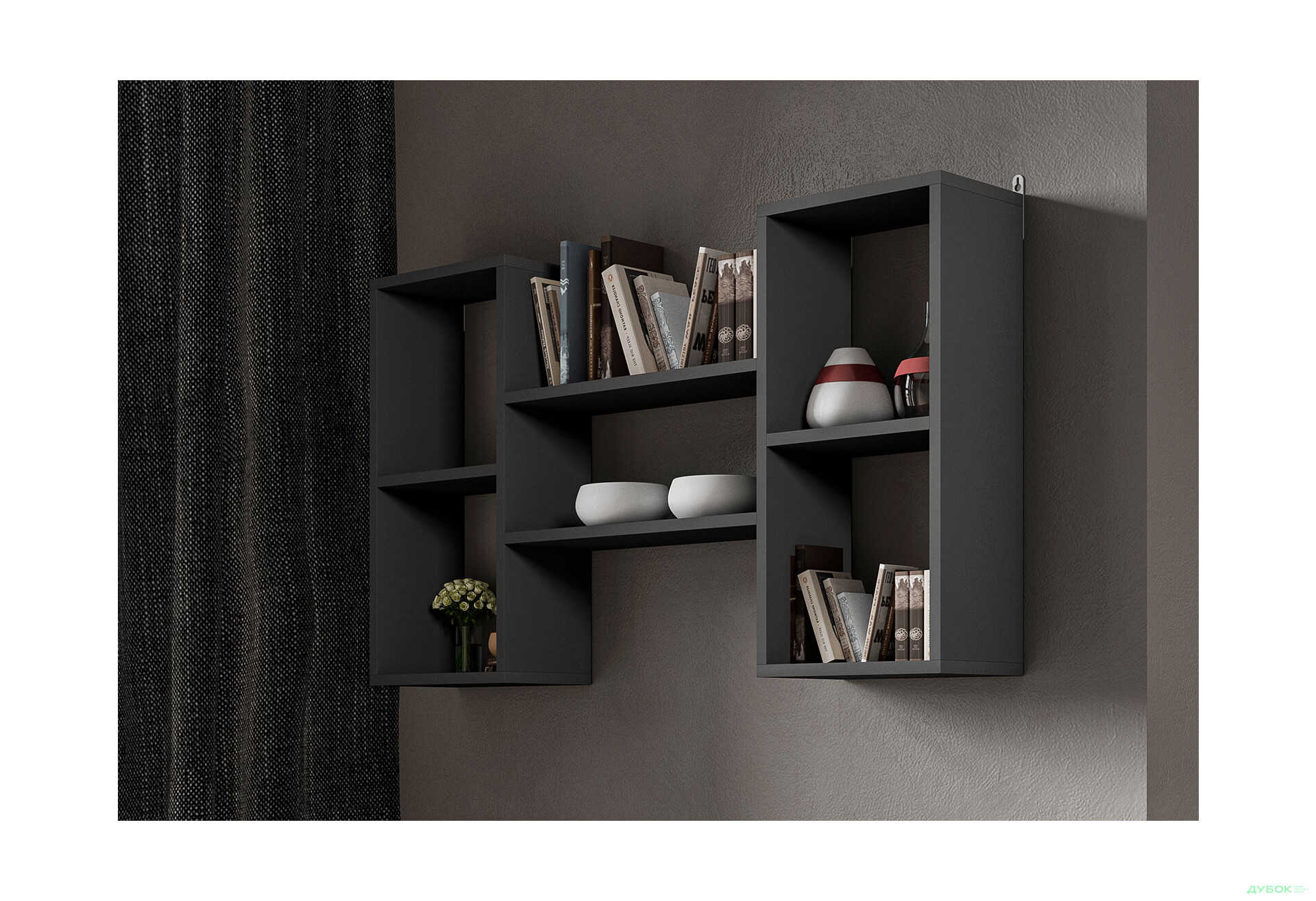 Полиця Moreli Т11 двоярусна 101 см, антрацит - Зображення 2 Зображення 2 - Полиця Moreli Т11 двоярусна 101 см, антрацит