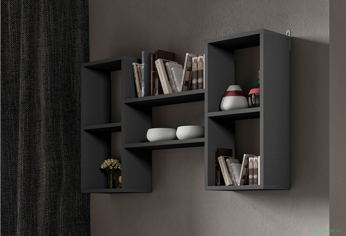 Полиця Moreli Т11 двоярусна 101 см, антрацит - Зображення 2 Зображення 2 - Полиця Moreli Т11 двоярусна 101 см, антрацит