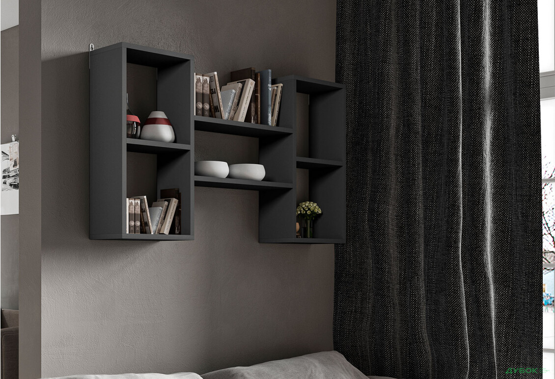 Полиця Moreli Т11 двоярусна 101 см, антрацит - Зображення 3 Зображення 3 - Полиця Moreli Т11 двоярусна 101 см, антрацит