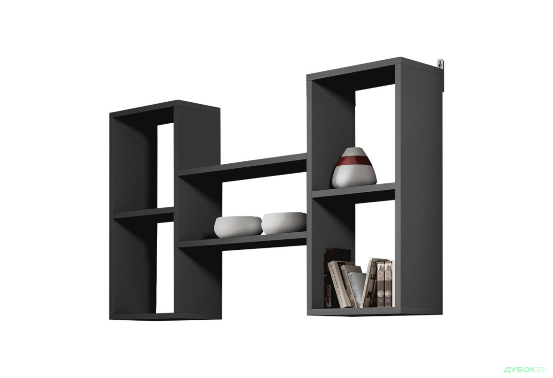 Полиця Moreli Т11 двоярусна 101 см, антрацит - Зображення 1 Зображення 1 - Полиця Moreli Т11 двоярусна 101 см, антрацит