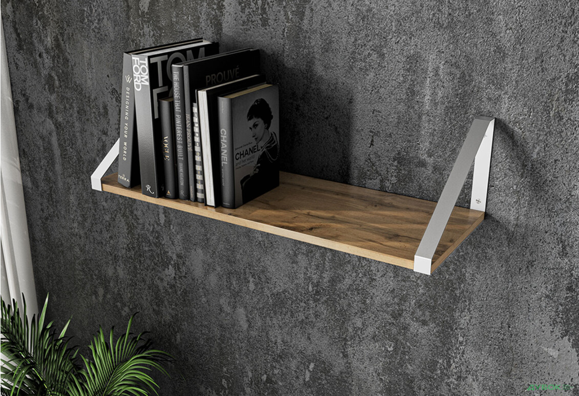 Полиця Moreli XT 28 трикутник 80 см, ДСП дуб аппалачі, кріплення біле - Зображення 2 Зображення 2 - Полиця Moreli XT 28 трикутник 80 см, ДСП дуб аппалачі, кріплення біле