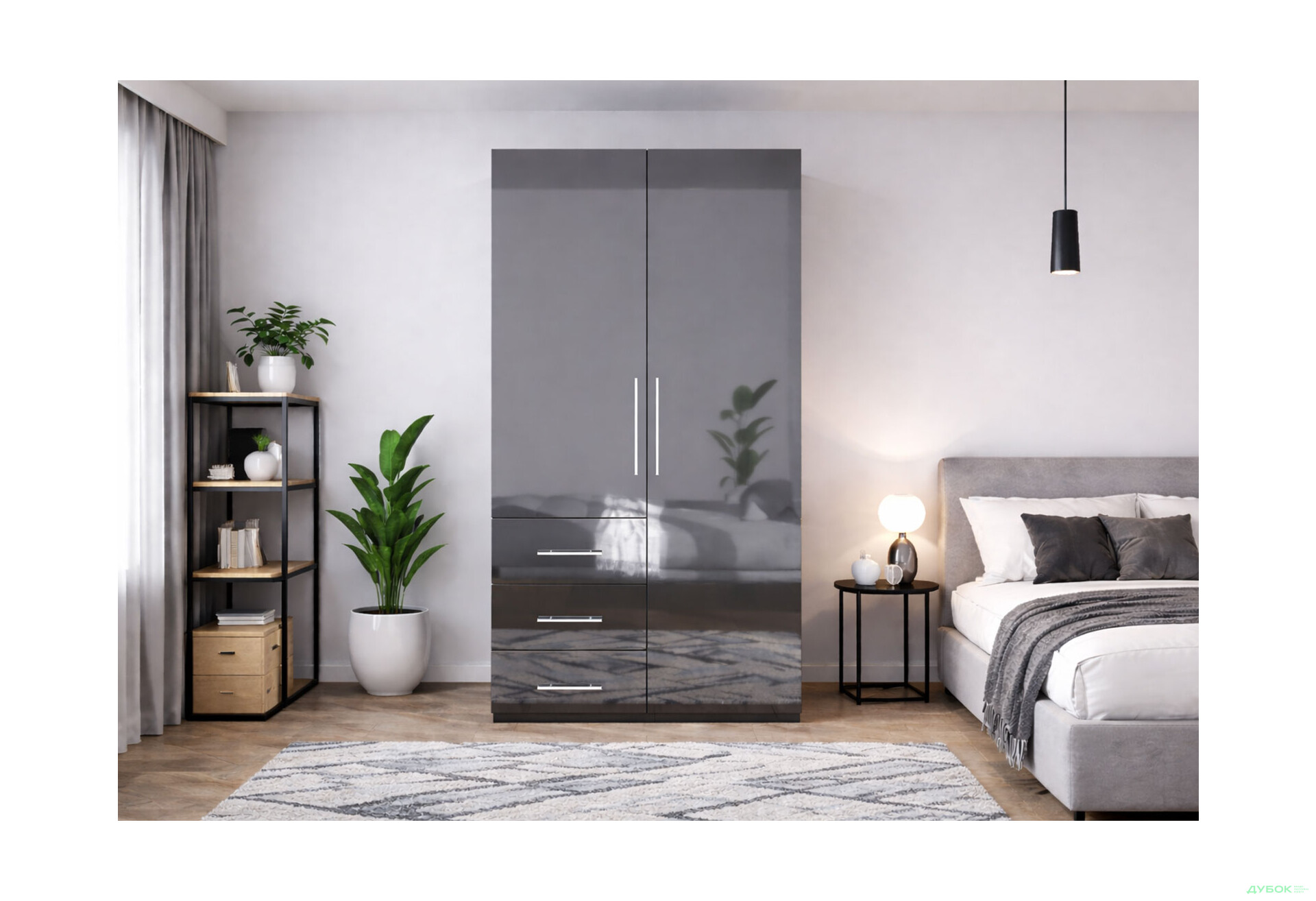 Изображение 2 - Шкаф MiroMark Магнум 2-дверный з 3 ящиками 98 см, антрацит