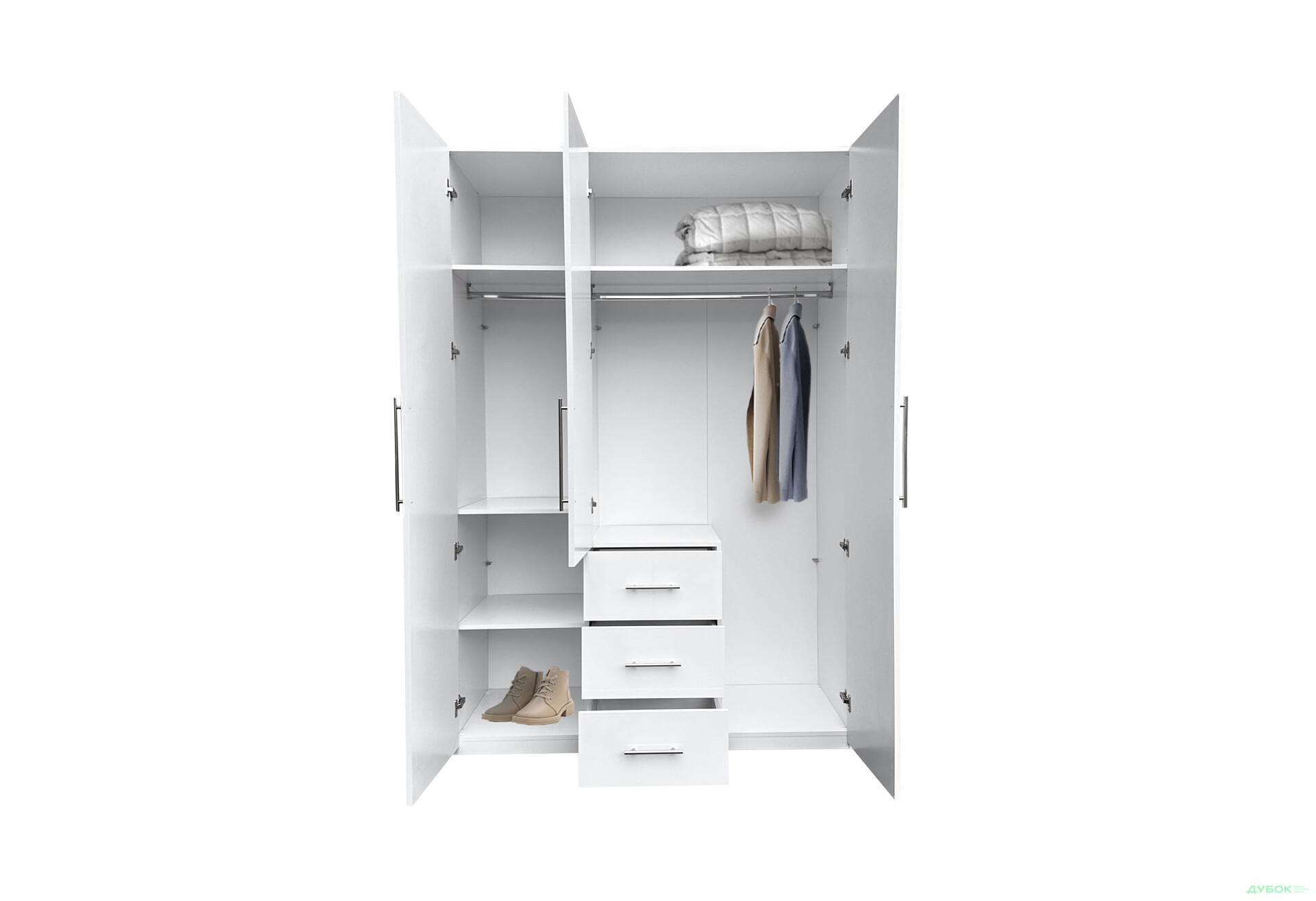 Зображення 5 - Шафа MiroMark Магнум 3-дверна з 3 шухлядами 147 см, біла