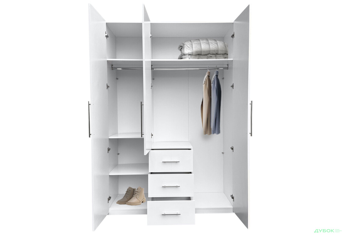 Зображення 5 - Шафа MiroMark Магнум 3-дверна з 3 шухлядами 147 см, біла