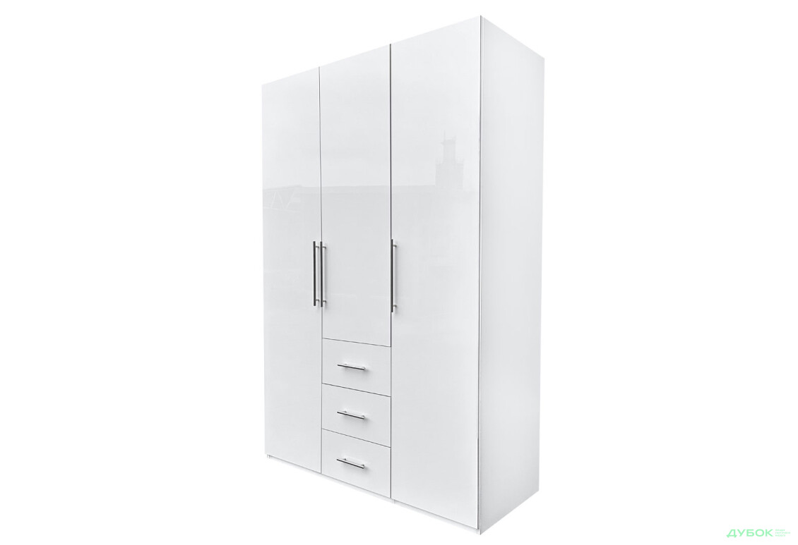 Шкаф MiroMark Магнум 3-дверный з 3 ящиками 147 см, белый