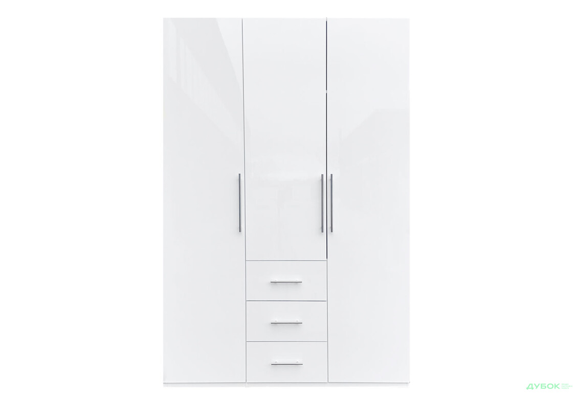 Зображення 3 - Шафа MiroMark Магнум 3-дверна з 3 шухлядами 147 см, біла