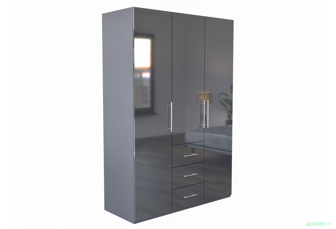 Шафа MiroMark Магнум 3-дверна з 3 шухлядами 147 см, антрацит - Зображення 3 Зображення 3 - Шафа MiroMark Магнум 3-дверна з 3 шухлядами 147 см, антрацит
