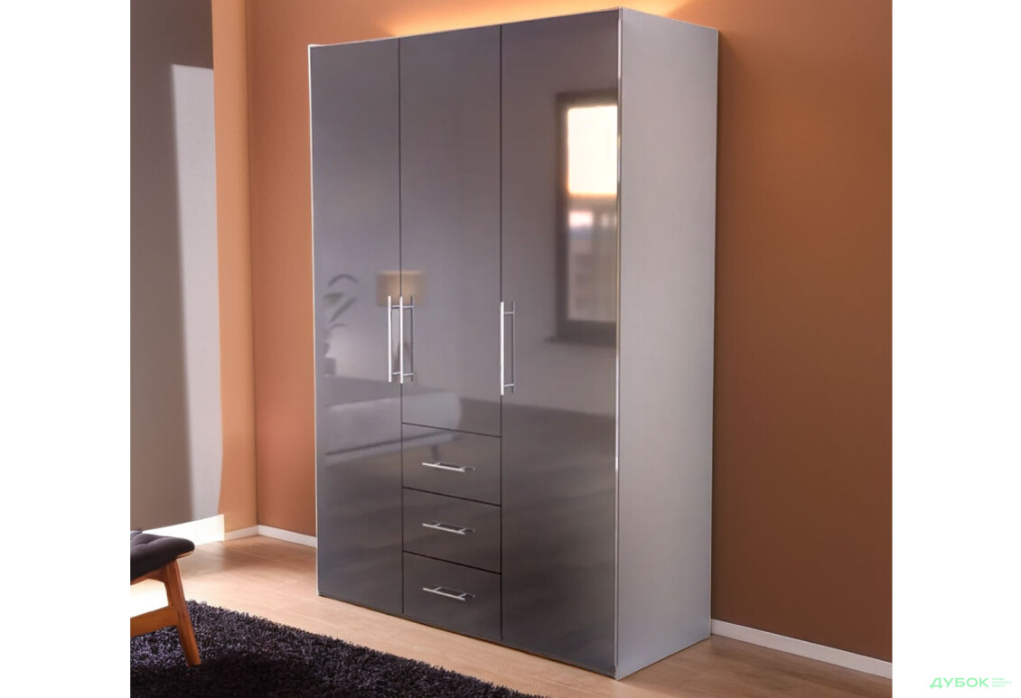 Шафа MiroMark Магнум 3-дверна з 3 шухлядами 147 см, антрацит - Зображення 4 Зображення 4 - Шафа MiroMark Магнум 3-дверна з 3 шухлядами 147 см, антрацит
