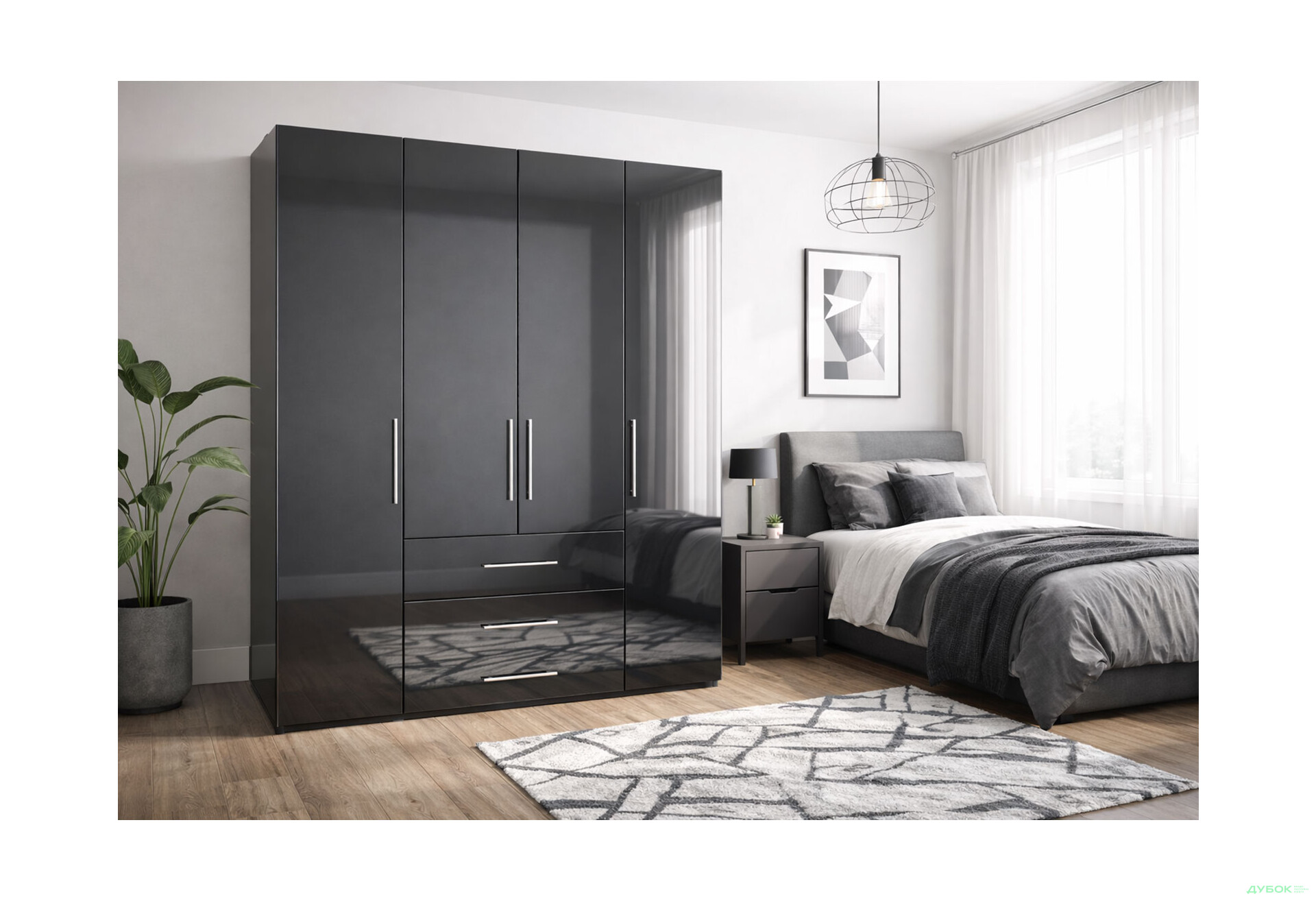 Изображение 2 - Шкаф MiroMark Магнум 4-дверный з 3 ящиками 196 см, антрацит