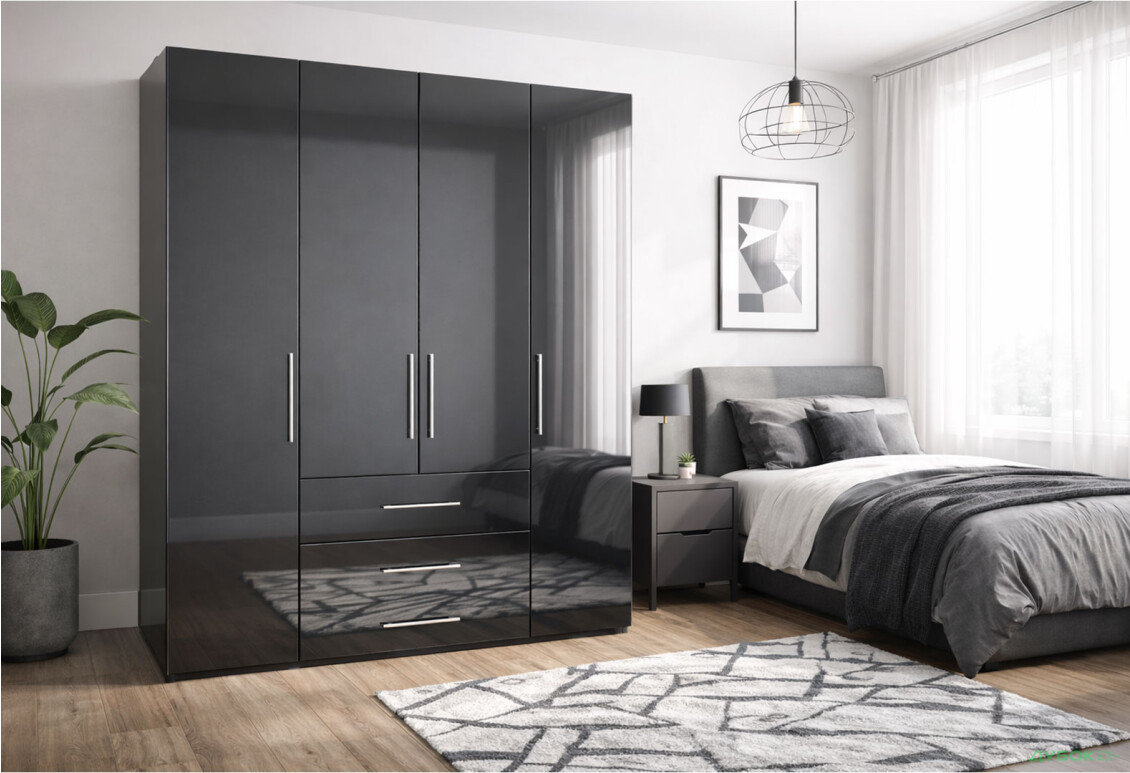 Изображение 2 - Шкаф MiroMark Магнум 4-дверный з 3 ящиками 196 см, антрацит