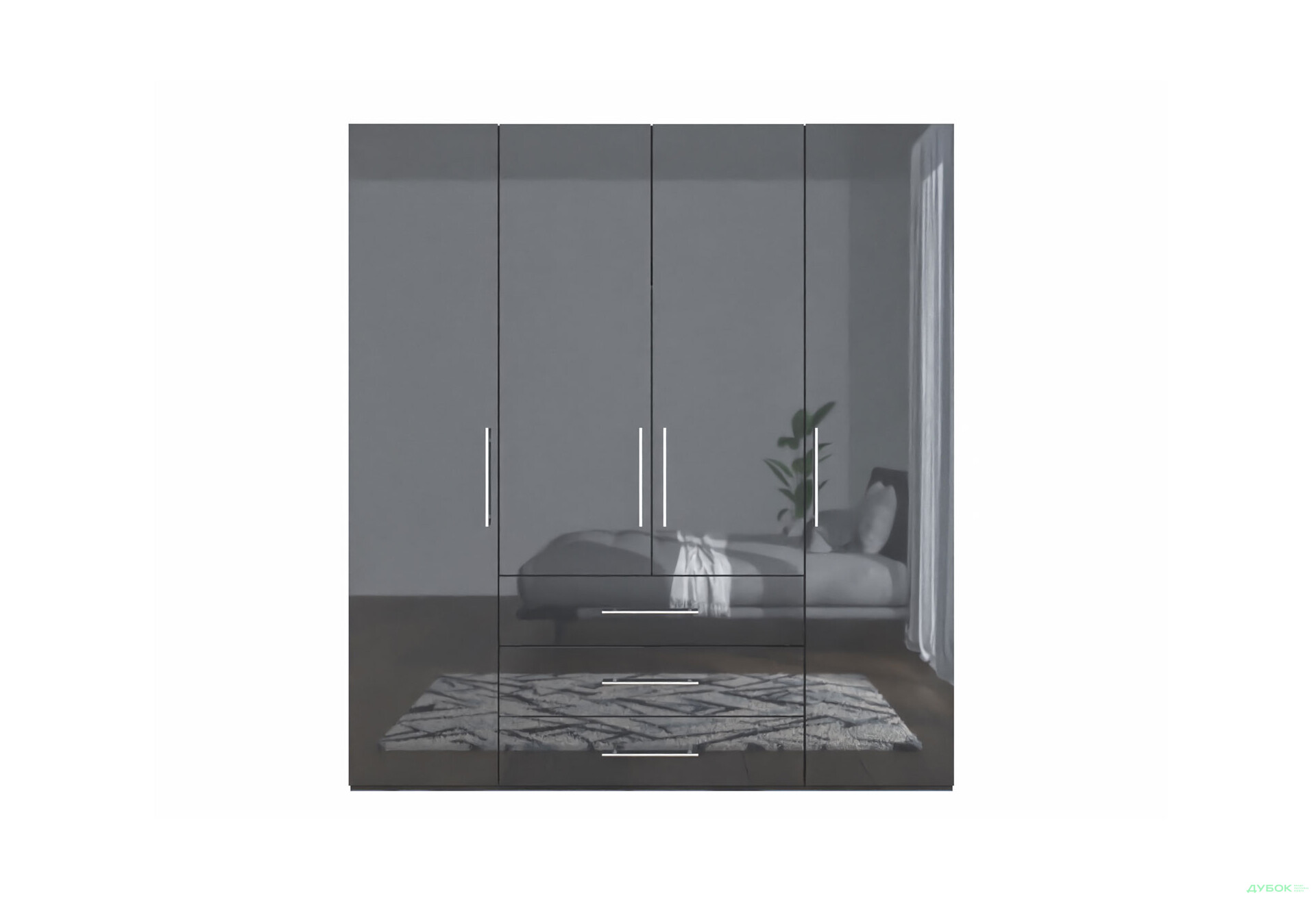 Изображение 2 - Шкаф MiroMark Магнум 4-дверный з 3 ящиками 196 см, антрацит