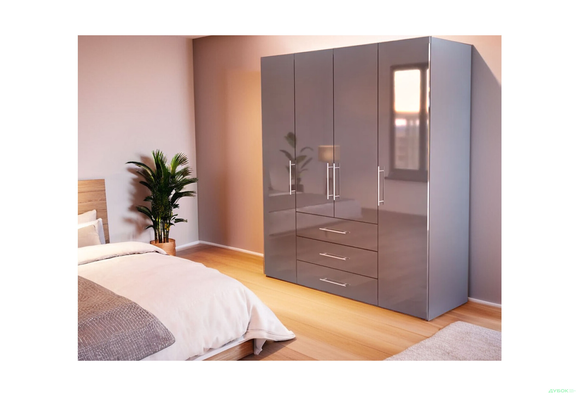 Изображение 3 - Шкаф MiroMark Магнум 4-дверный з 3 ящиками 196 см, антрацит