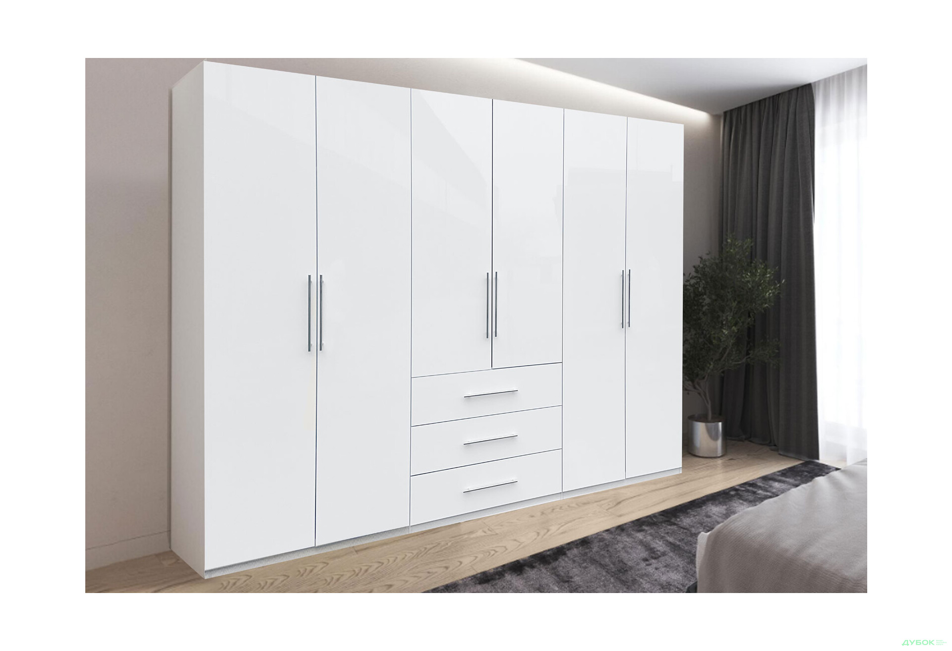 Изображение 4 - Шкаф MiroMark Магнум 6-дверный з 3 ящиками 294 см, белый