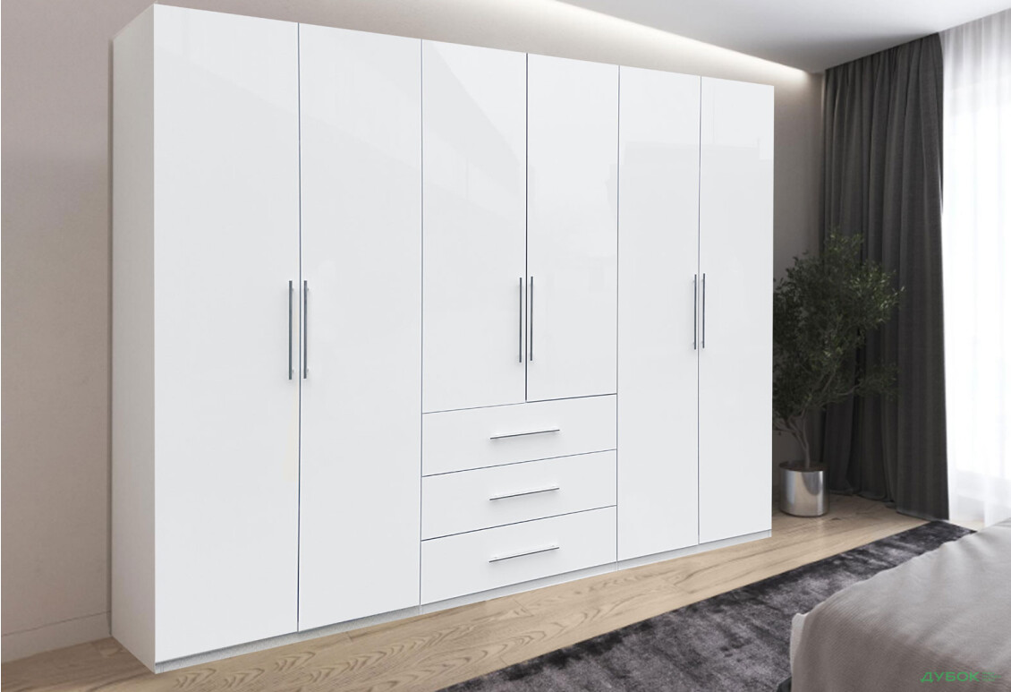 Изображение 4 - Шкаф MiroMark Магнум 6-дверный з 3 ящиками 294 см, белый