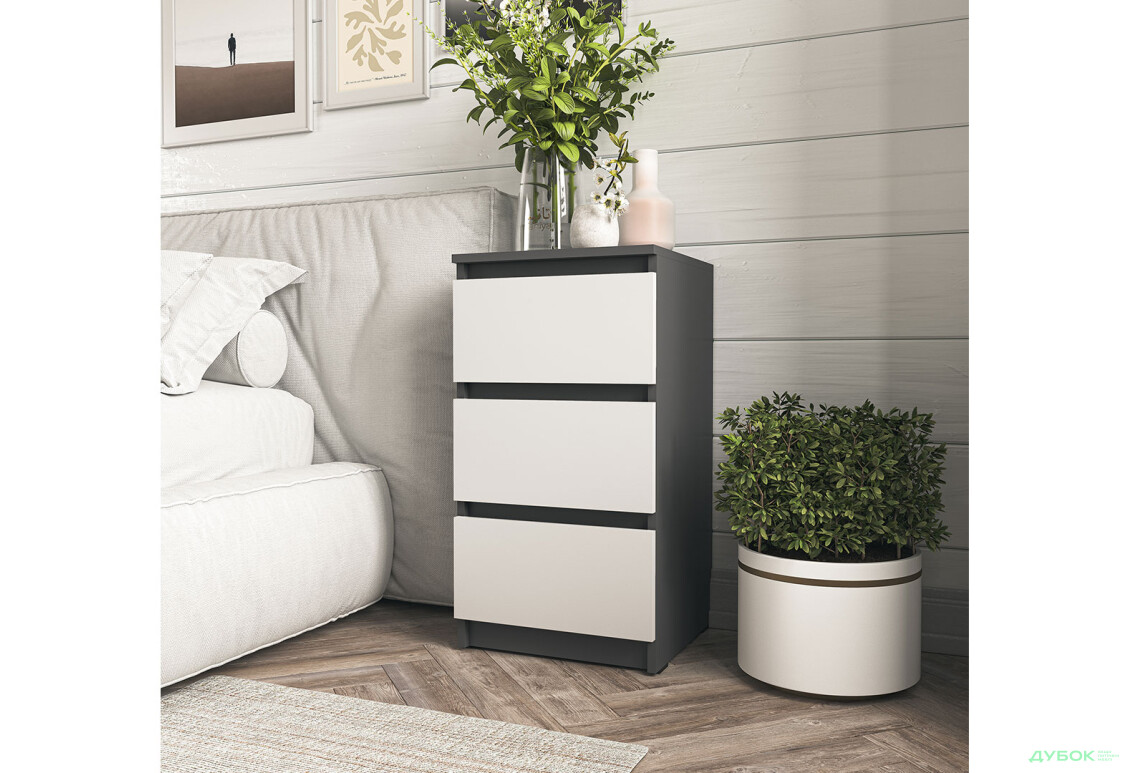 Изображение 3 - Комод Moreli Т 216 с 3 ящиками 40 см антрацит / белый