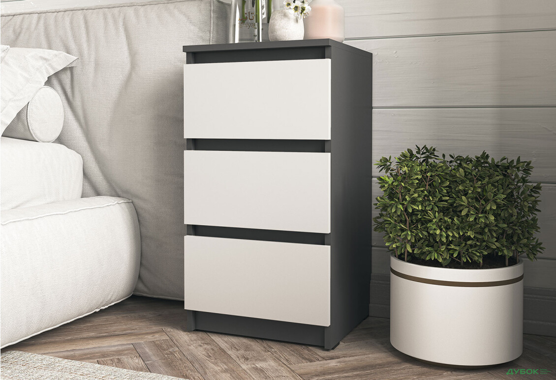 Изображение 2 - Комод Moreli Т 216 с 3 ящиками 40 см антрацит / белый