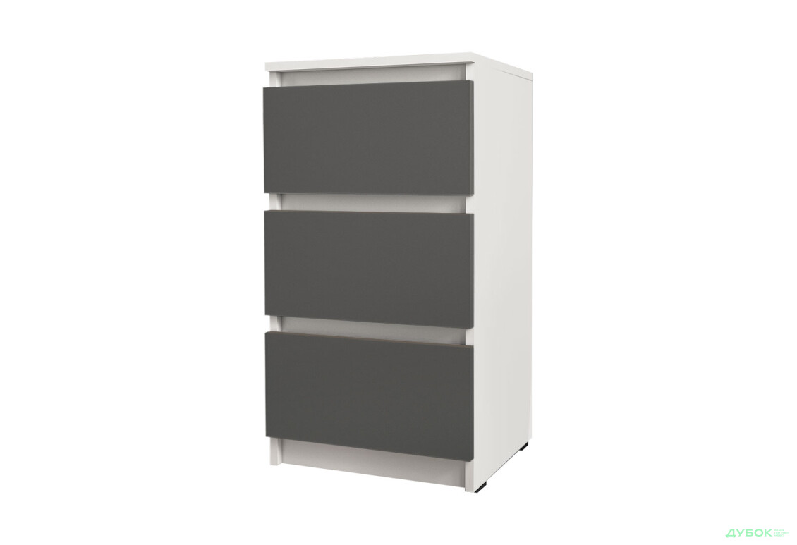 Комод Moreli Т 216 з 3 шухлядами 40 см білий / антрацит