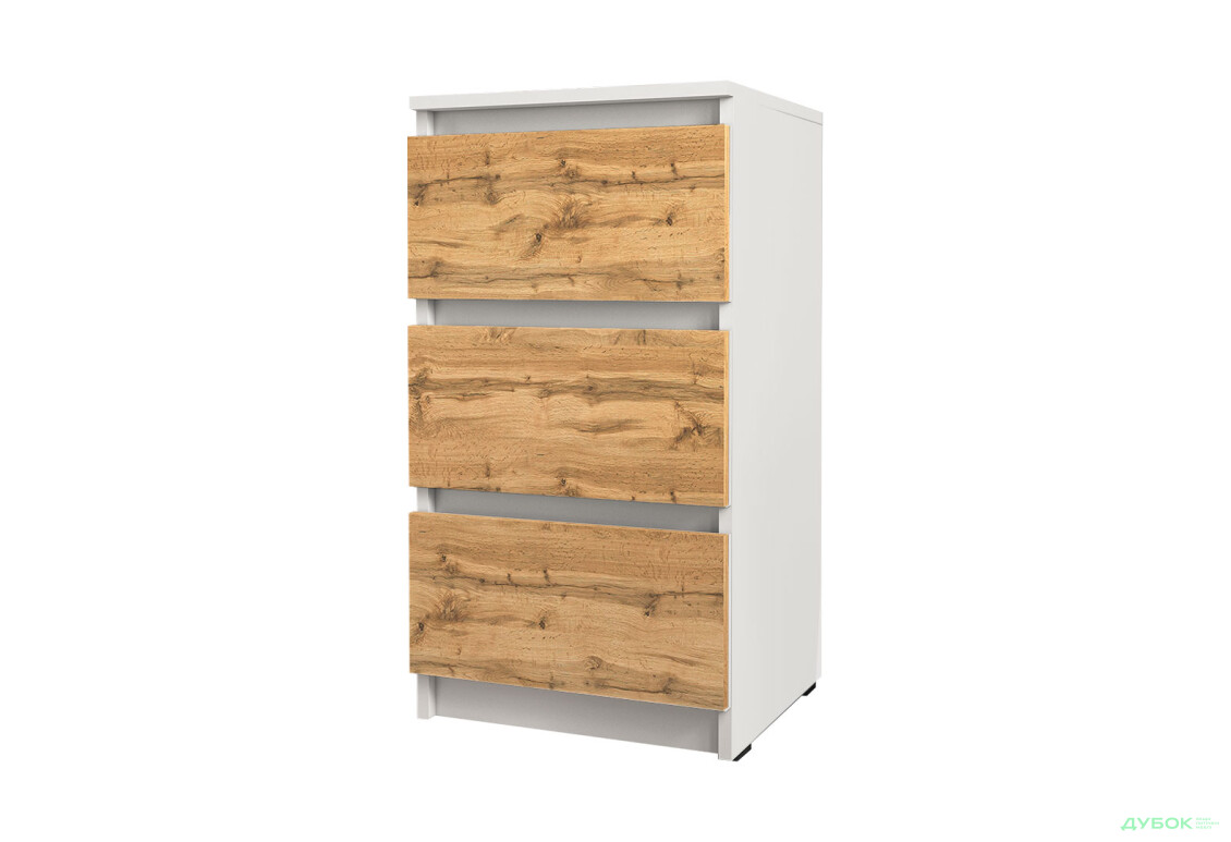 Комод Moreli Т 216 з 3 шухлядами 40 см білий / дуб аппалачі - Зображення 1 Зображення 1 - Комод Moreli Т 216 з 3 шухлядами 40 см білий / дуб аппалачі