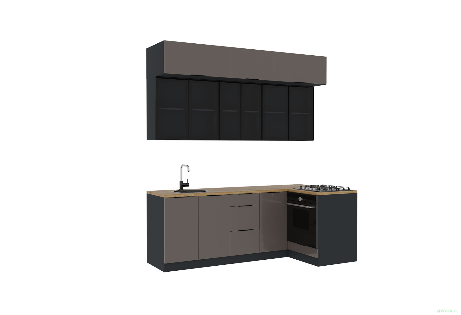 Угловая кухня Диплос / Diplos Blum 2.2х1.2 Мебель Стар 3-ярусная, кобальт глянец - Изображение 2 Изображение 2 - Угловая кухня Диплос / Diplos Blum 2.2х1.2 Мебель Стар 3-ярусная, кобальт глянец