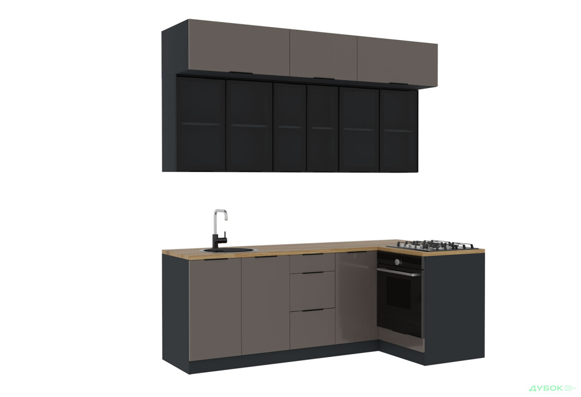 Угловая кухня Диплос / Diplos Blum 2.2х1.2 Мебель Стар 3-ярусная, кобальт глянец - Изображение 2 Изображение 2 - Угловая кухня Диплос / Diplos Blum 2.2х1.2 Мебель Стар 3-ярусная, кобальт глянец