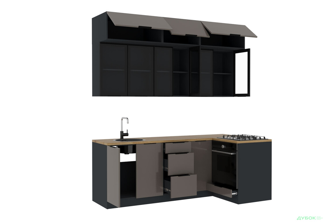 Угловая кухня Диплос / Diplos Blum 2.2х1.2 Мебель Стар 3-ярусная, кобальт глянец - Изображение 3 Изображение 3 - Угловая кухня Диплос / Diplos Blum 2.2х1.2 Мебель Стар 3-ярусная, кобальт глянец