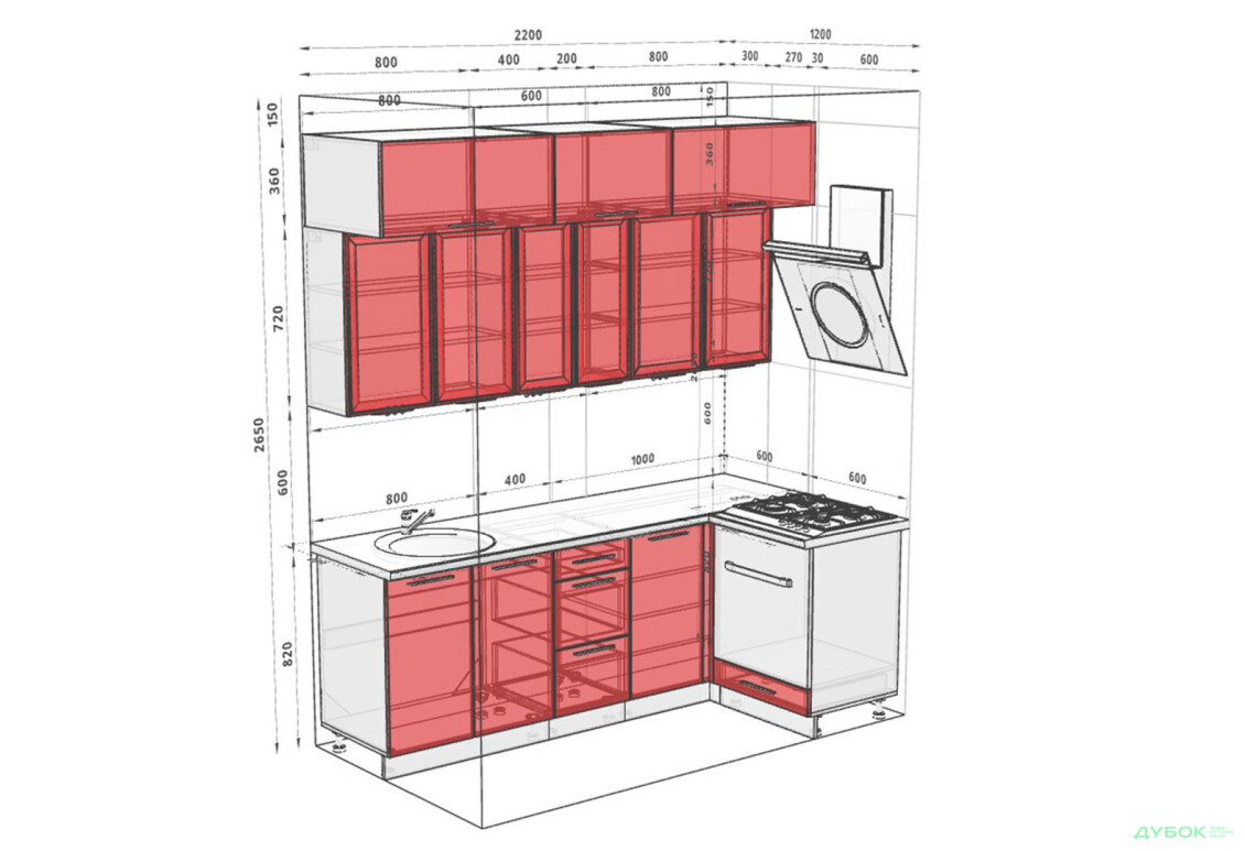 Угловая кухня Диплос / Diplos Blum 2.2х1.2 Мебель Стар 3-ярусная, кобальт глянец - Изображение 4 Изображение 4 - Угловая кухня Диплос / Diplos Blum 2.2х1.2 Мебель Стар 3-ярусная, кобальт глянец