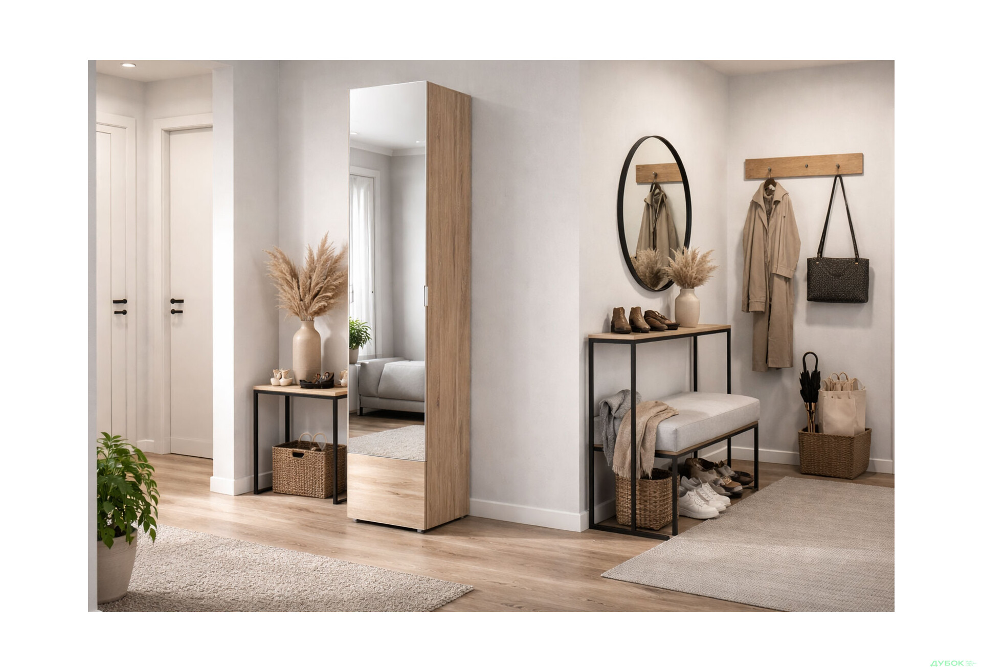 Зображення 2 - Шафа-пенал Doros Гелар з дзеркалом 39 см Дуб сонома